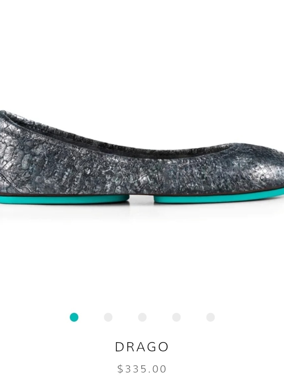 Tieks Drago Women's Metallic Gray Scale Ballet Flat with Teal Sole